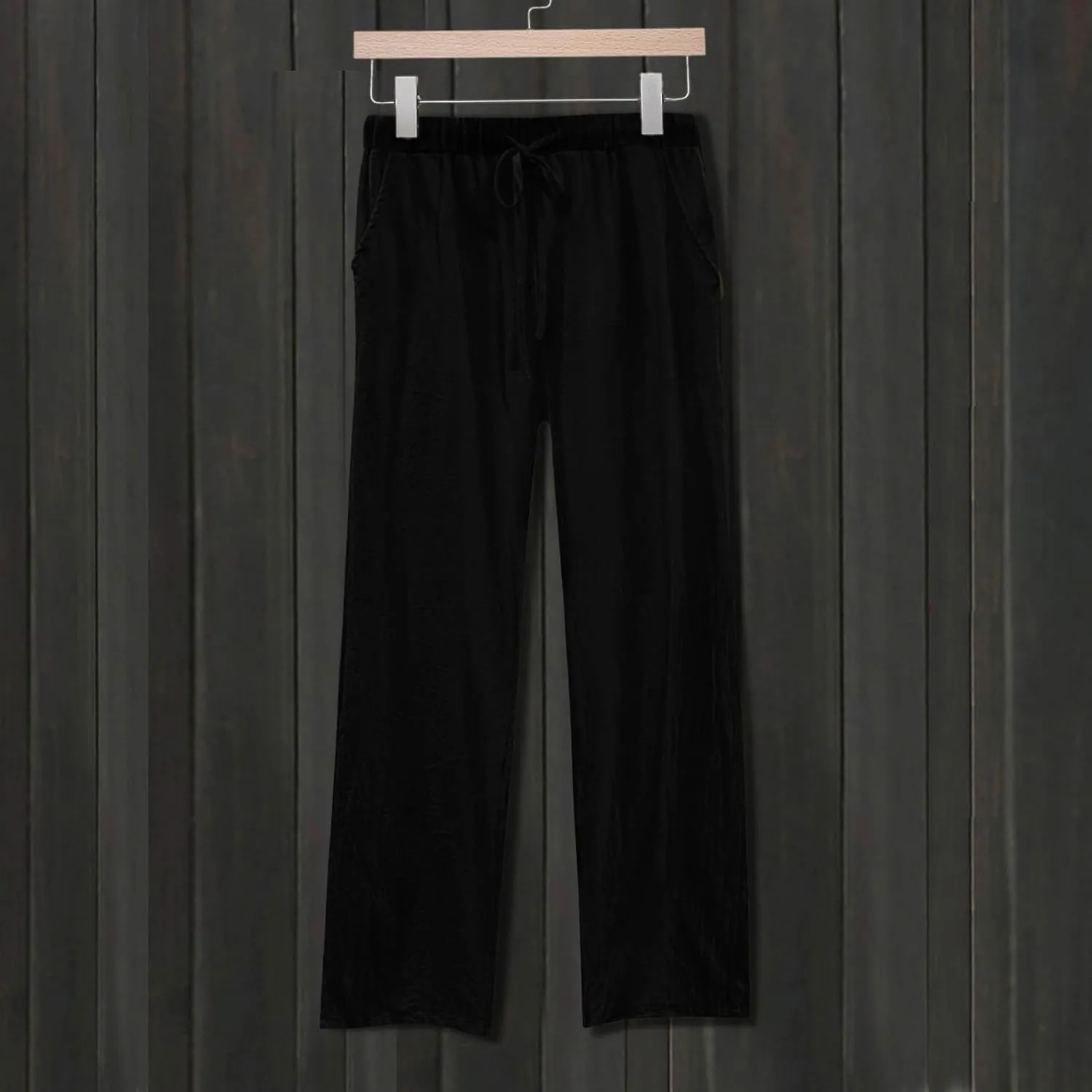 Womens Linen Casual Pants Winter Knitted Outfits Thermal with Pockets Elastic Waist Water Resistant