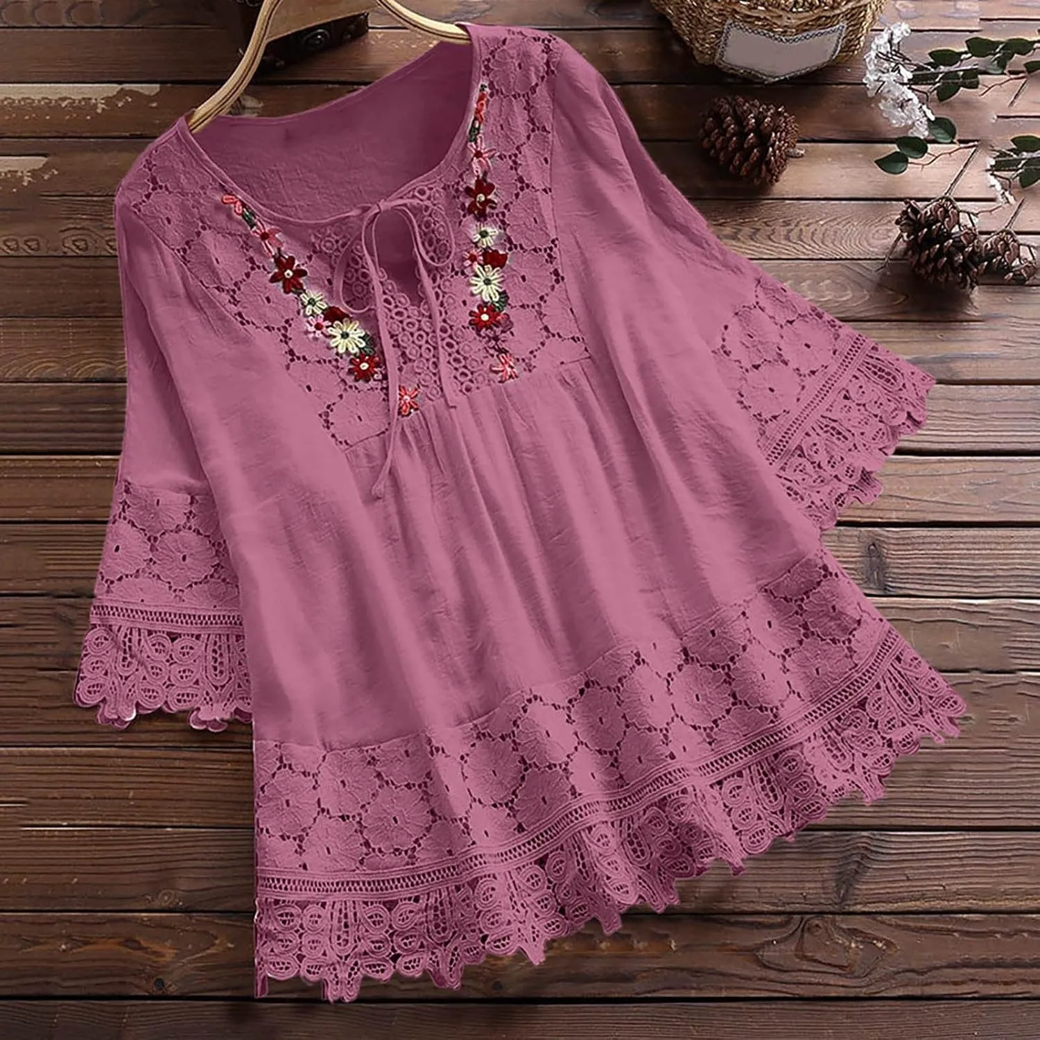 Women's Linen Shirts V-Neck Button Down Blouses Collar Trendy Dressy Tshirt Long Sleeve Loose Tunic Top