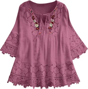 Women's Linen Shirts V-Neck Button Down Blouses Collar Trendy Dressy Tshirt Long Sleeve Loose Tunic Top