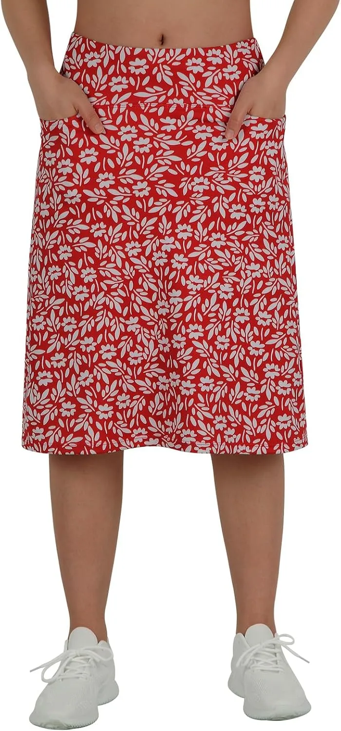 Women's Midi Length Skorts Skirts with 3 Pockets Modest Skirts Women's 24" Knee Length Skort