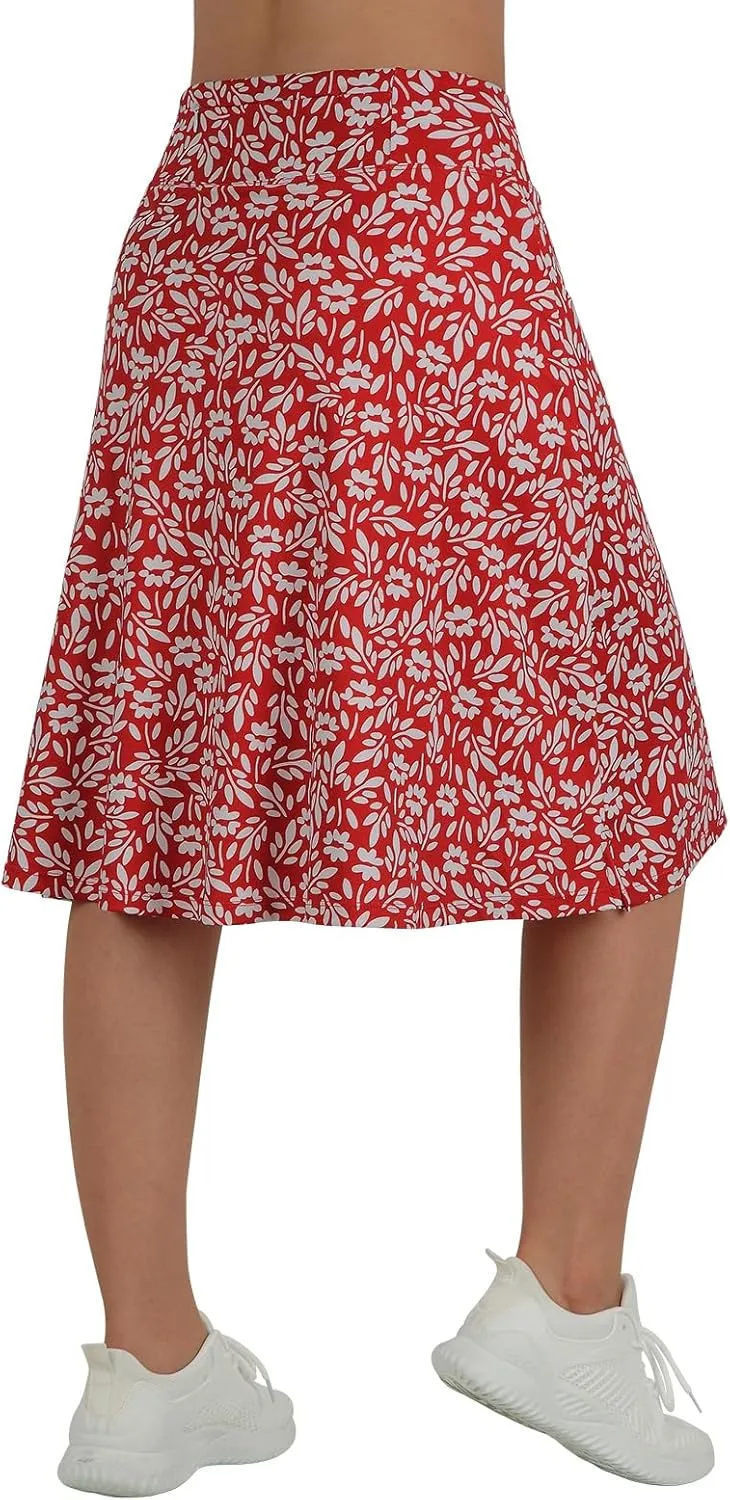 Women's Midi Length Skorts Skirts with 3 Pockets Modest Skirts Women's 24" Knee Length Skort