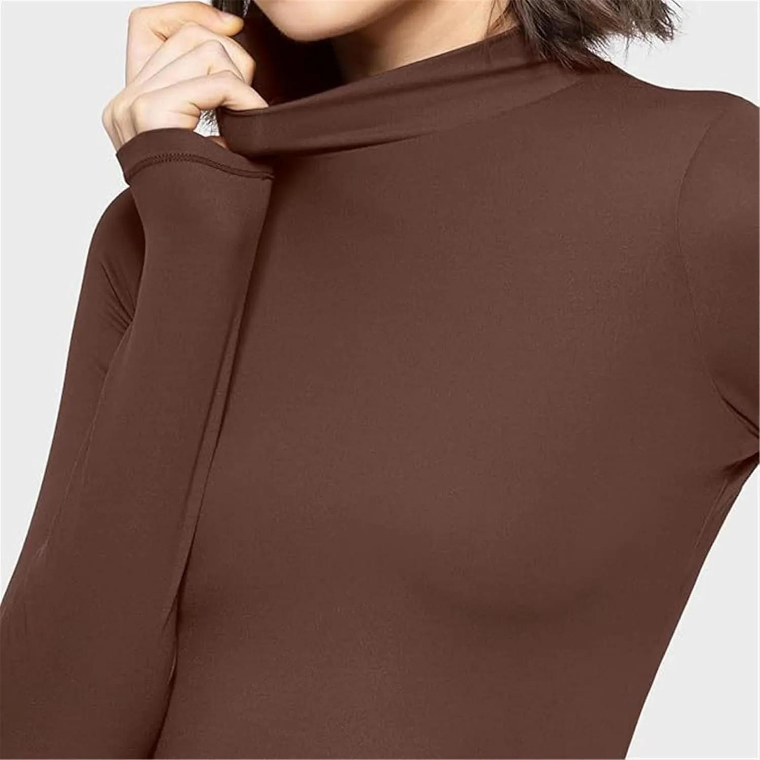 Women's Mock Turtleneck Long Sleeve Top Pullover Basic Slim Fitted Lightweight Undershirts Thermal Underwear Top