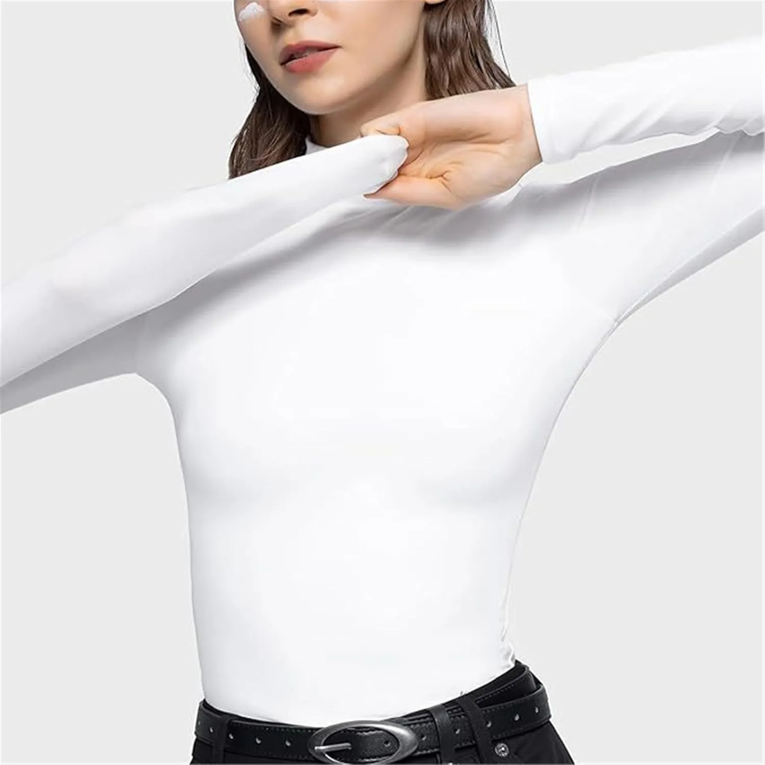 Women's Mock Turtleneck Long Sleeve Top Pullover Basic Slim Fitted Lightweight Undershirts Thermal Underwear Top