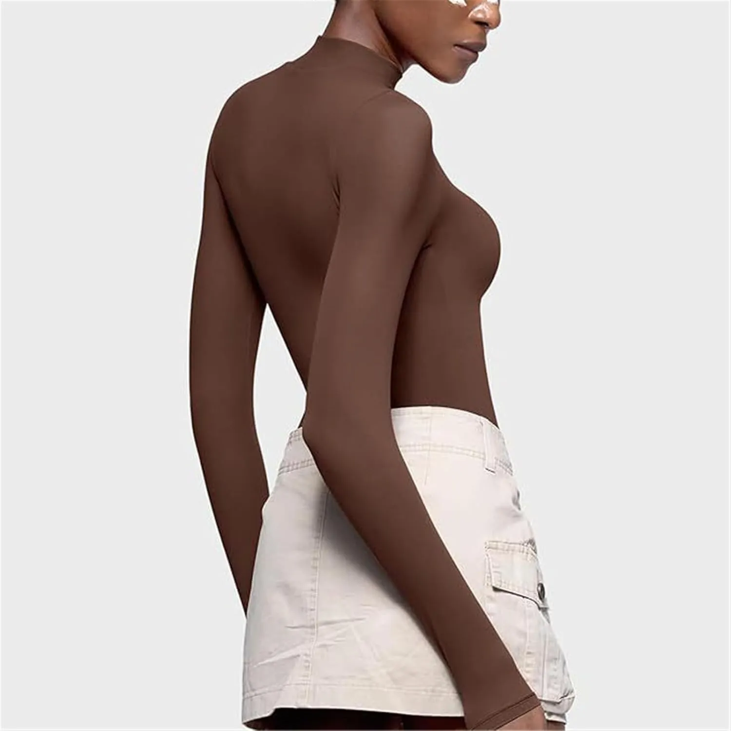 Women's Mock Turtleneck Long Sleeve Top Pullover Basic Slim Fitted Lightweight Undershirts Thermal Underwear Top