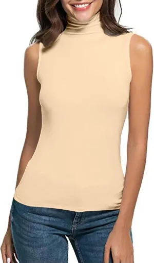 Womens Mock Turtleneck Tank Tops 2025 Summer Slim Fit Sleeveless Top Stretchy Basic Casual Pullover Layer Tee Shirts