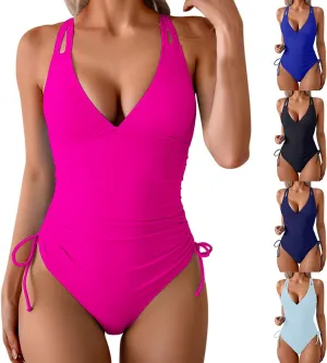 Women's One Piece Swimsuit Long Torso Halter Bathing Suit Tummy Control Sexy Shaping 1 Piece Swimwear for Large Busts