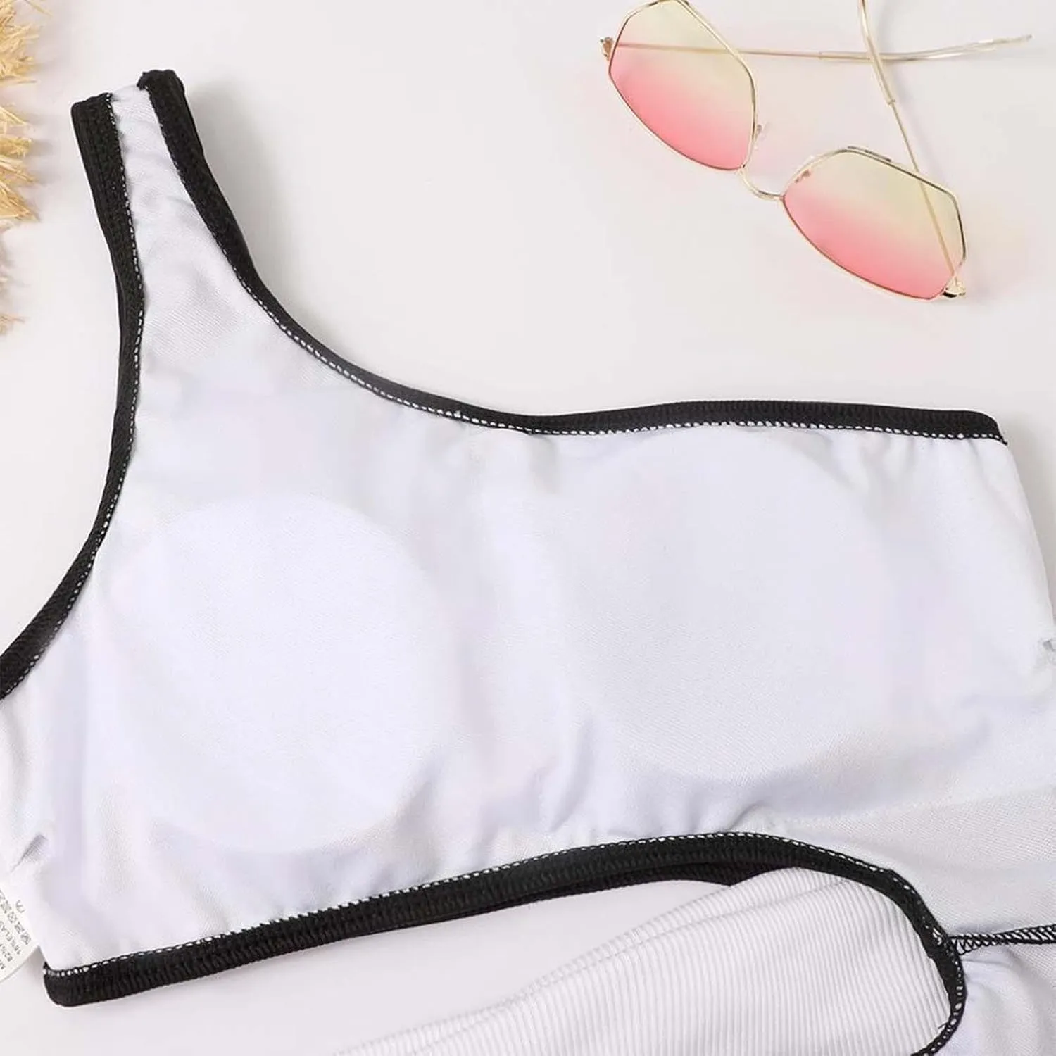 Women's One Piece Swimsuit Tummy Ring Cutout Bathing Suits High Cut Swimwear Shirred Backless Tummy Control Tie Swimwear