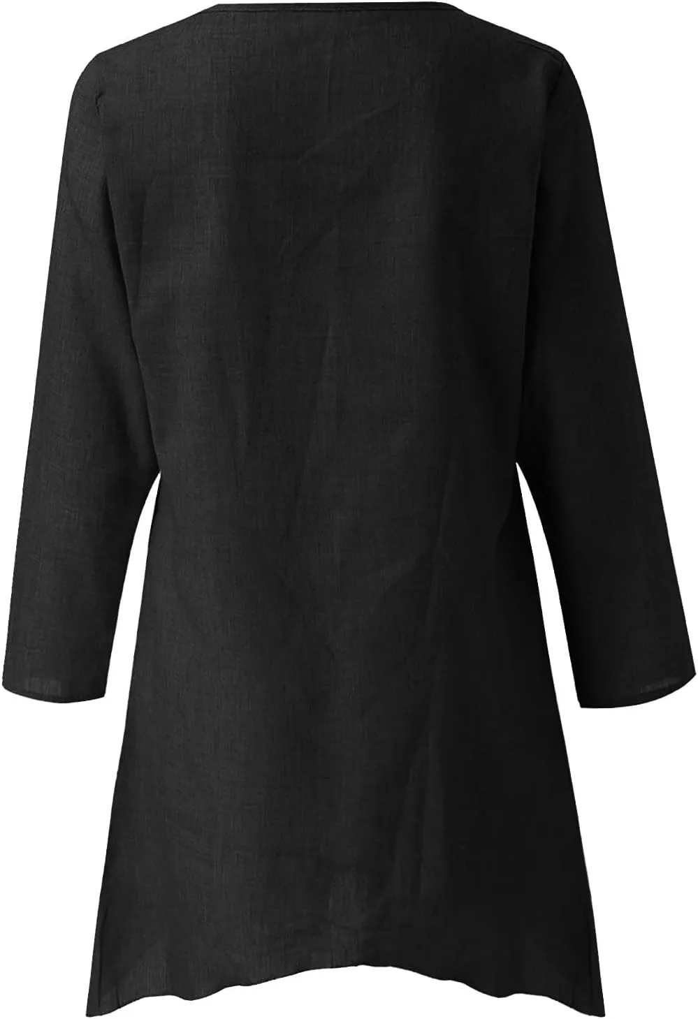 Womens Plus Size Long Sleeve Tops Irregular Hem Baggy Crew Neck Linen Tee Shirt Ladies Summer Casual Tunic Blouse
