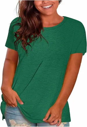 Womens Plus Size Tops Dressy Casual Summer Oversized Tshirts Loose Fit Crewneck Short Sleeve Basic Tee Shirts Blouses