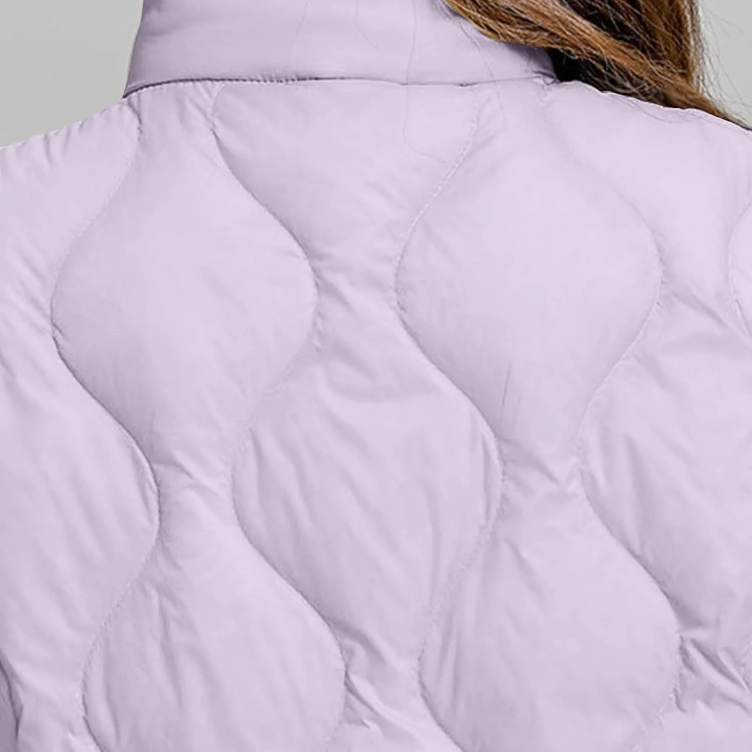 Womens Quilted Vest Lightweight Puffer Jackets Casual Stand Collar Coats Winter Warm Gilet Down Coat with Pockets