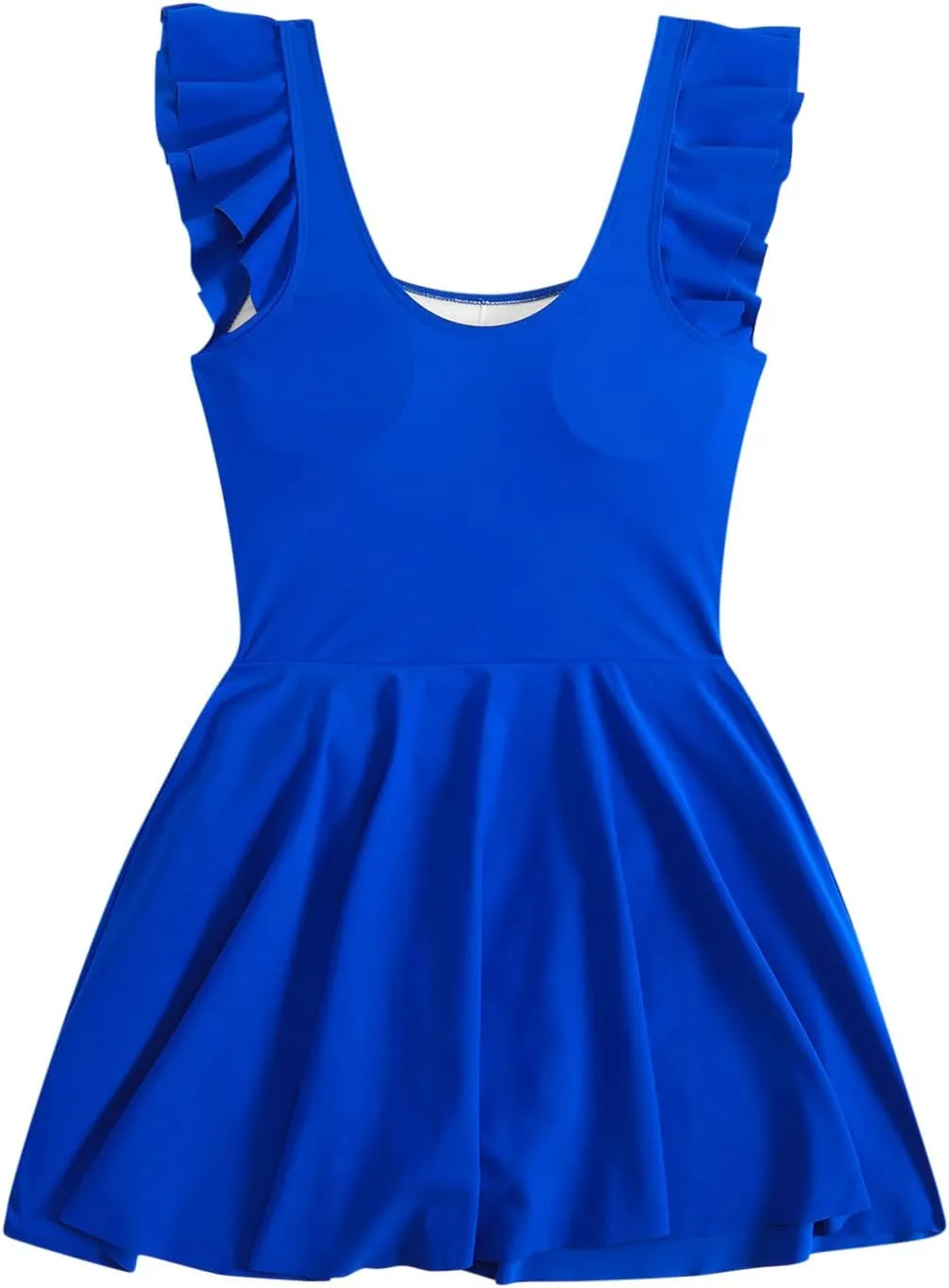 Women's Ruffled One Piece Swimsuit Ruched Tummy Control Swim Dresses Skirt Bathing Suit Sporty 1 Piece Swimwear