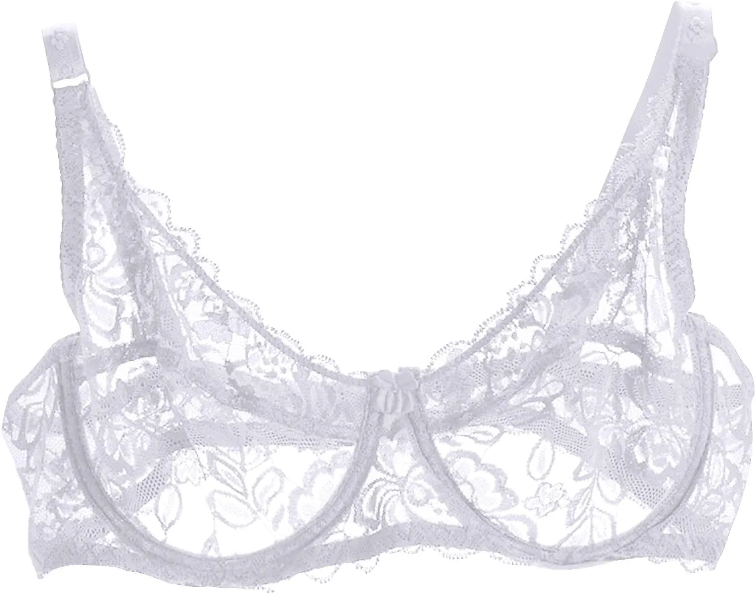 Women's Sexy Bra Sheer Lace Bra Floral Lace Bralettes Plus Size Full Coverage See Through Bralettes Mesh Soft Bras