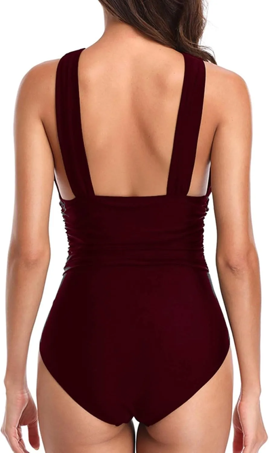 Women's Sexy One Piece Swimsuits Tummy Control Backless Cutout High Waisted Wrap Tie Back Plus Size Bathing Suits