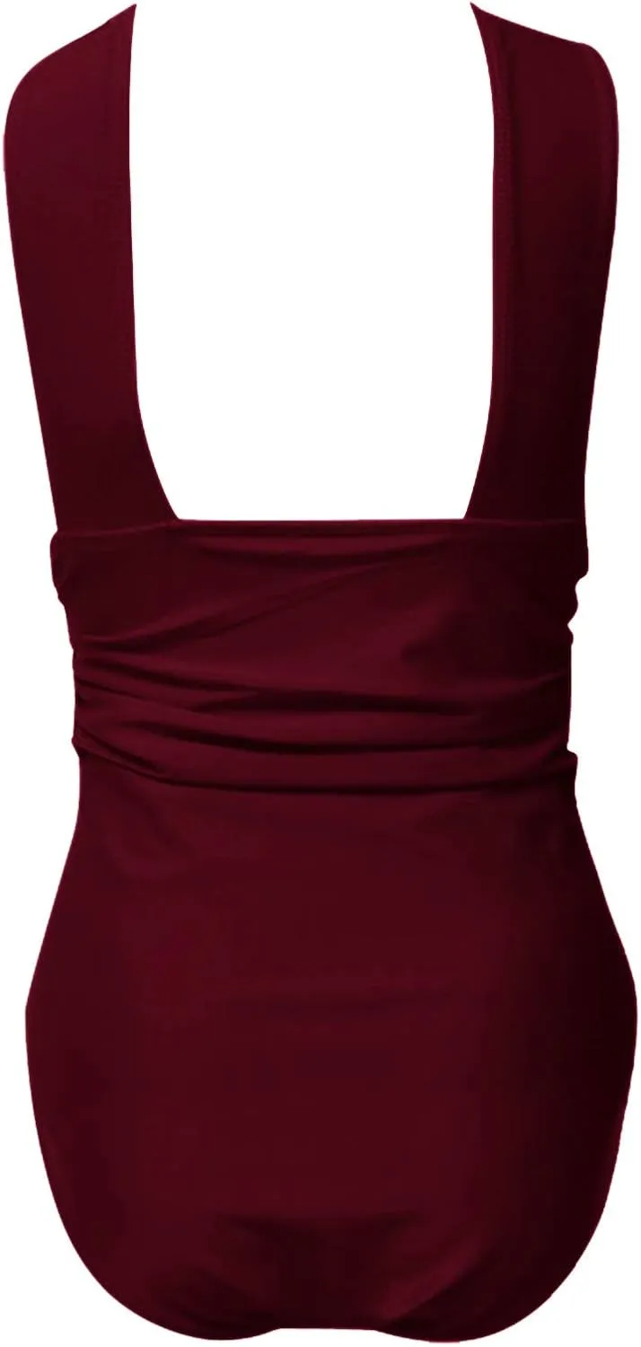 Women's Sexy One Piece Swimsuits Tummy Control Backless Cutout High Waisted Wrap Tie Back Plus Size Bathing Suits