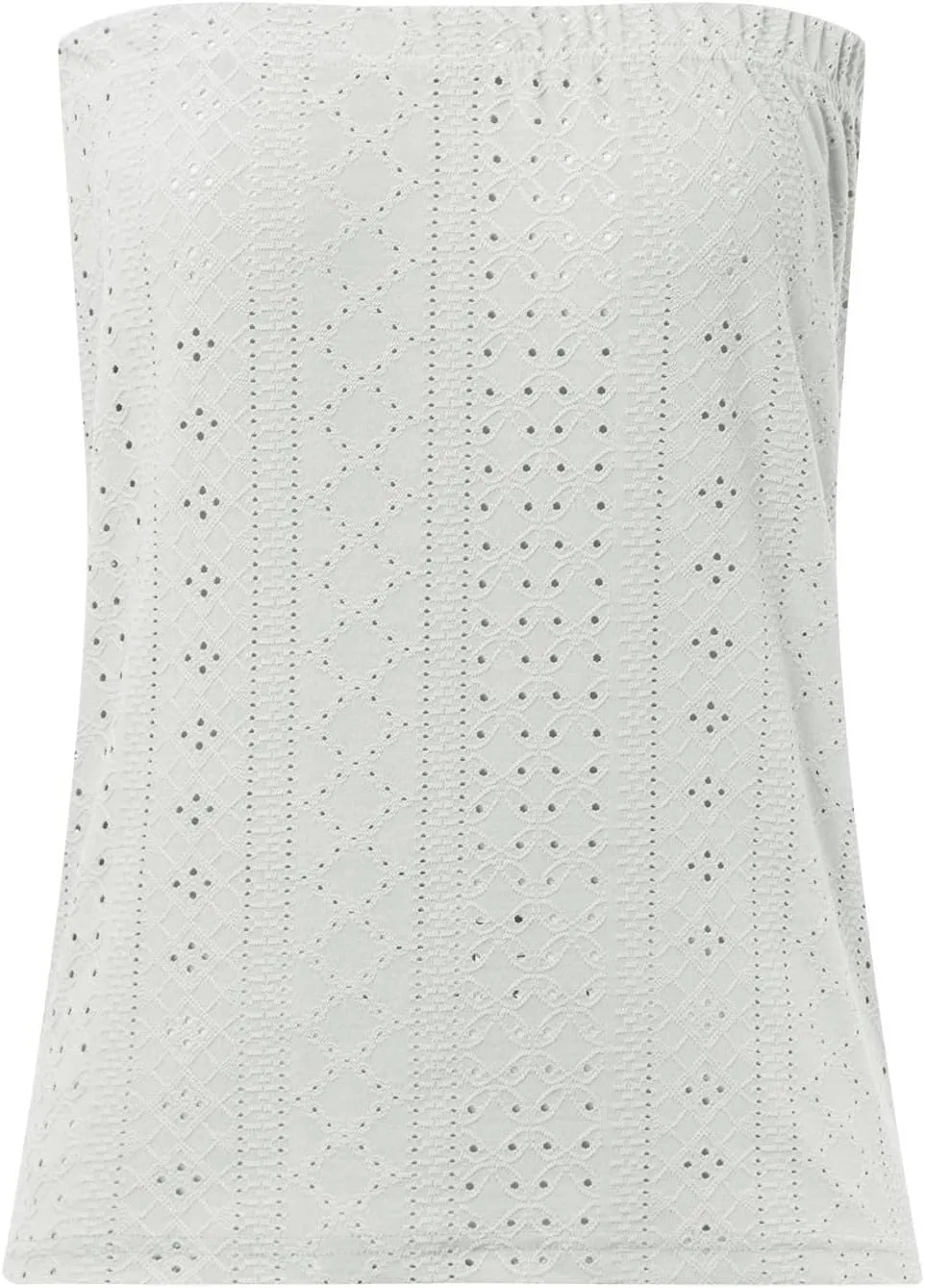 Womens Summer Tube Tops Casual Strapless Eyelet Bandeau Tanks Cute Off Shoulder Tunic Shirts Flowy Vacation Blouses
