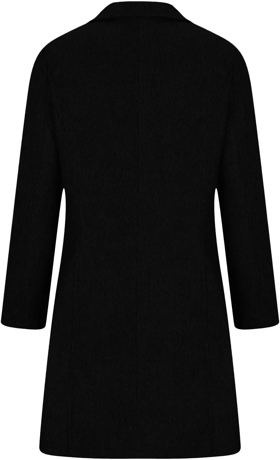 Women's Thicken Single Breasted Pea Coat Stand Collar Mid Long Wool Coats with Pockets Casual Trench Coat Overcoat