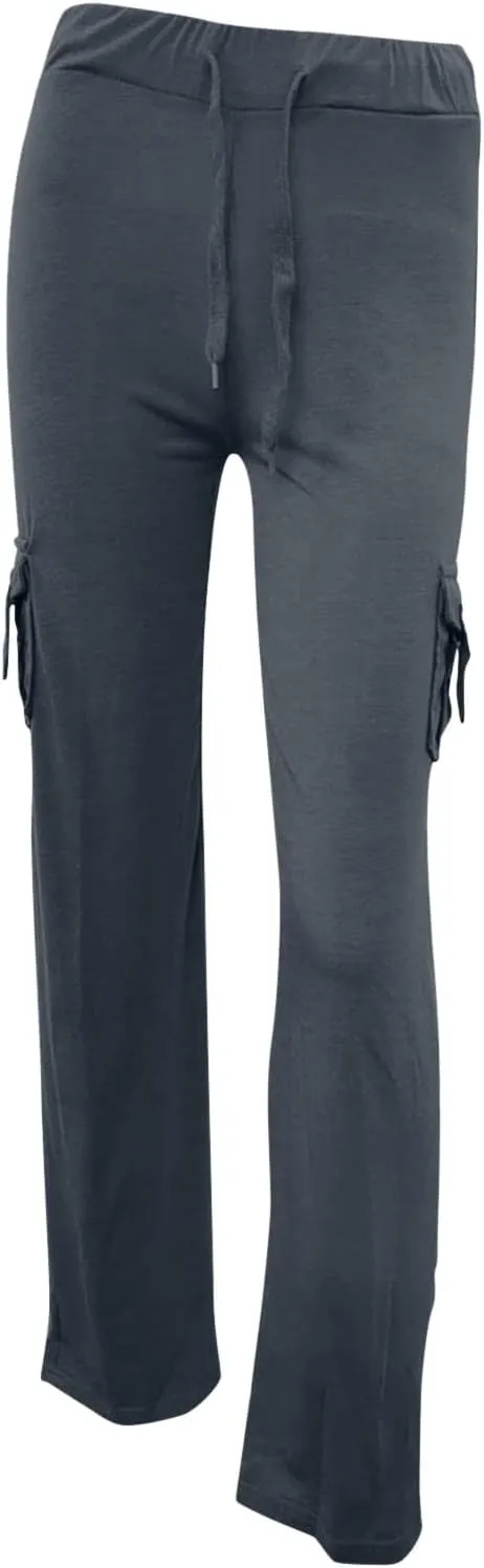 Womens Wide Leg Cargo Pants High Waisted Pants Plus Size Flare Leggings Baggy Pants Flare Yoga Pants with Pockets