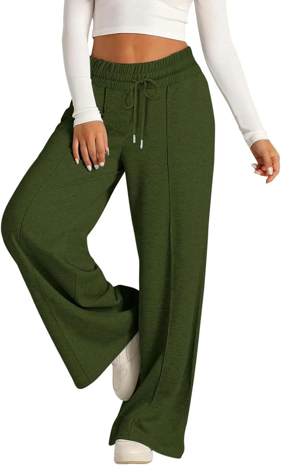 Womens Wide Leg Sweatpants High Waist Cotton Baggy Casual Drawstring Sports Athletic Sweat Pants with Pockets