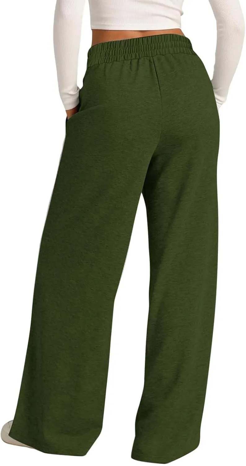 Womens Wide Leg Sweatpants High Waist Cotton Baggy Casual Drawstring Sports Athletic Sweat Pants with Pockets