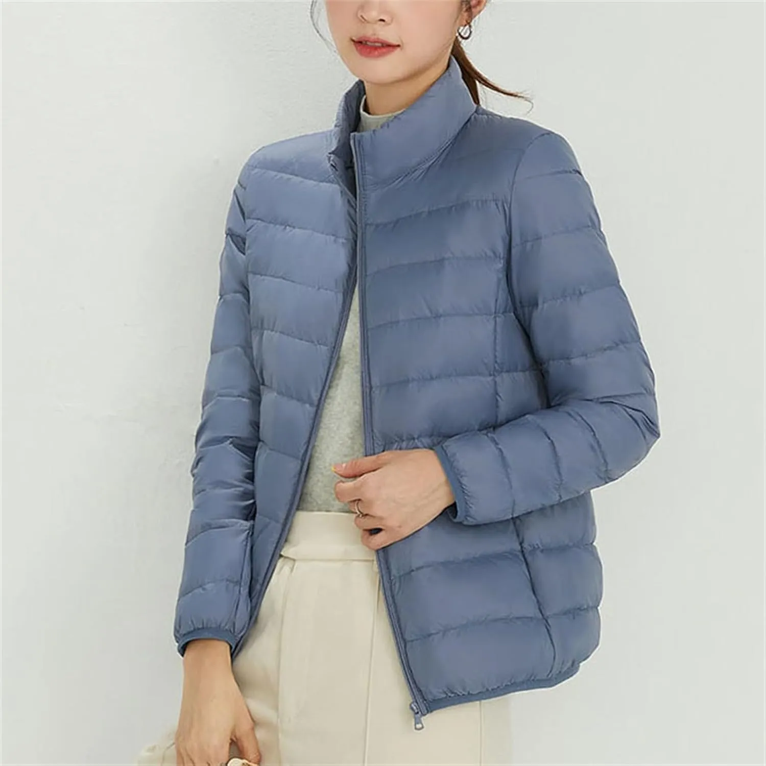 Women's Winter Casual Quilted Jackets Faux Fur Removable Hood Winter Jacket Parka Full Zip Black Padded Coats