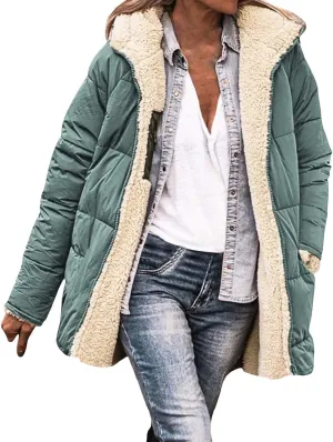 Womens Winter Coats Fleece Lined Thicken Puffer Jackets Sherpa Warm Waterproof Parka Outwear With Fur Hood