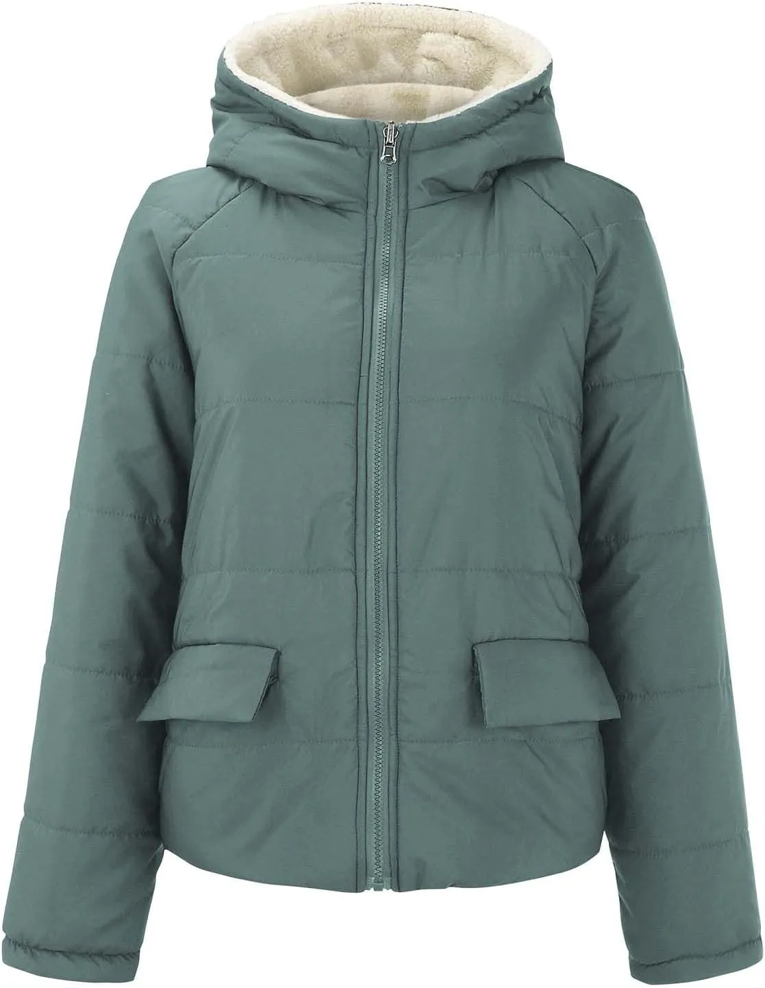 Womens Winter Coats Fleece Lined Thicken Puffer Jackets Sherpa Warm Waterproof Parka Outwear With Fur Hood