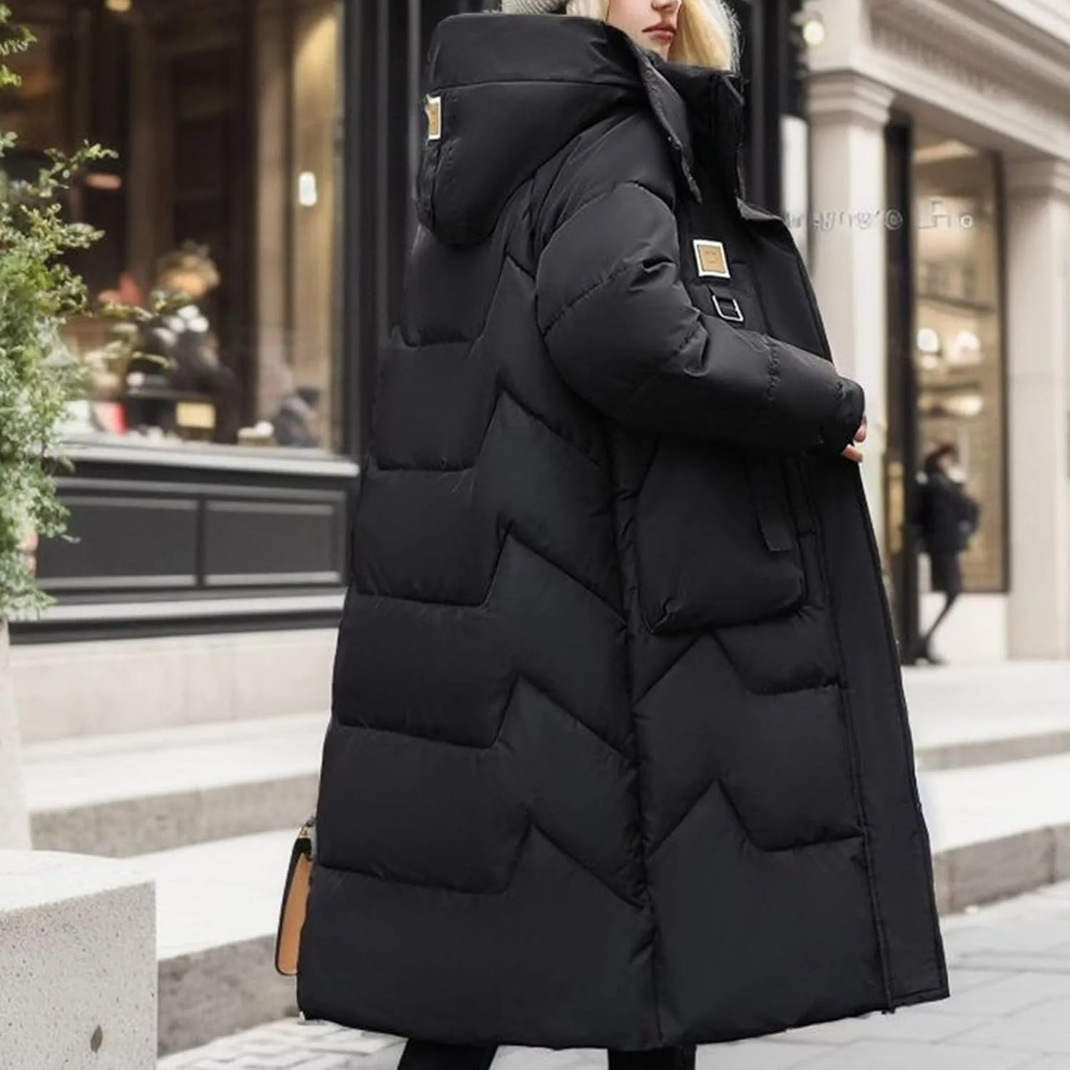 Women's Winter Coats with Hooded Puffer Down Jackets Parka Long Overcoat Warm Cotton Bread Jacket Quilted Outerwear