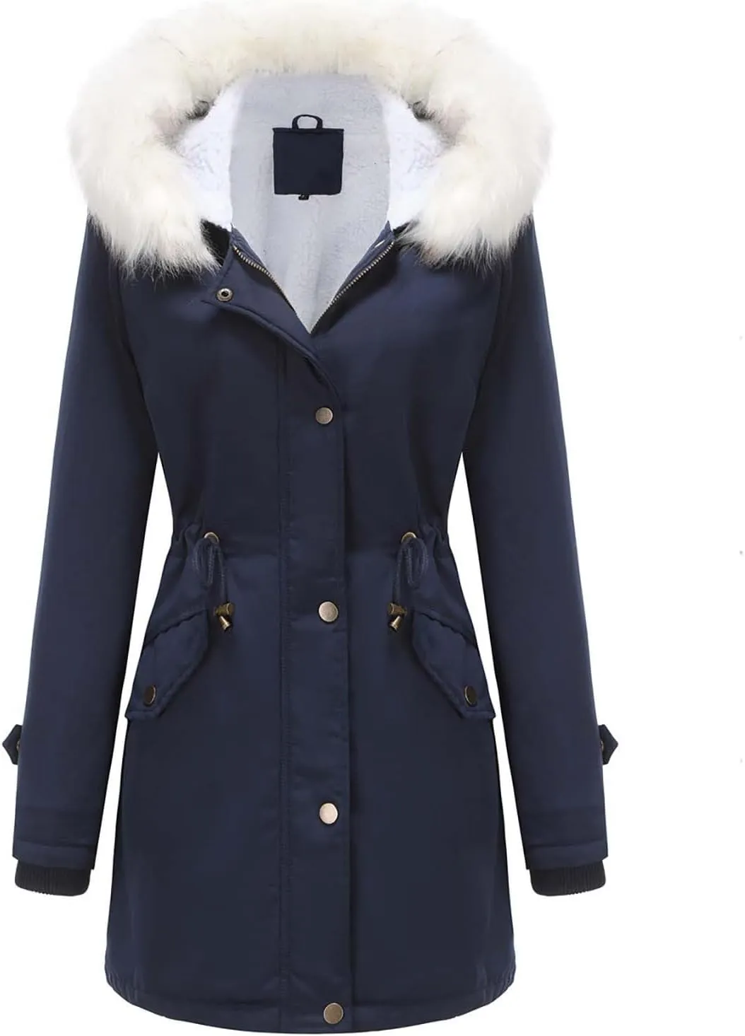 Womens Winter Warm Coat Thicken Puffer Jacket Fuzzy Fleece Lined Parka Oversized Sherpa Outwear With Pockets