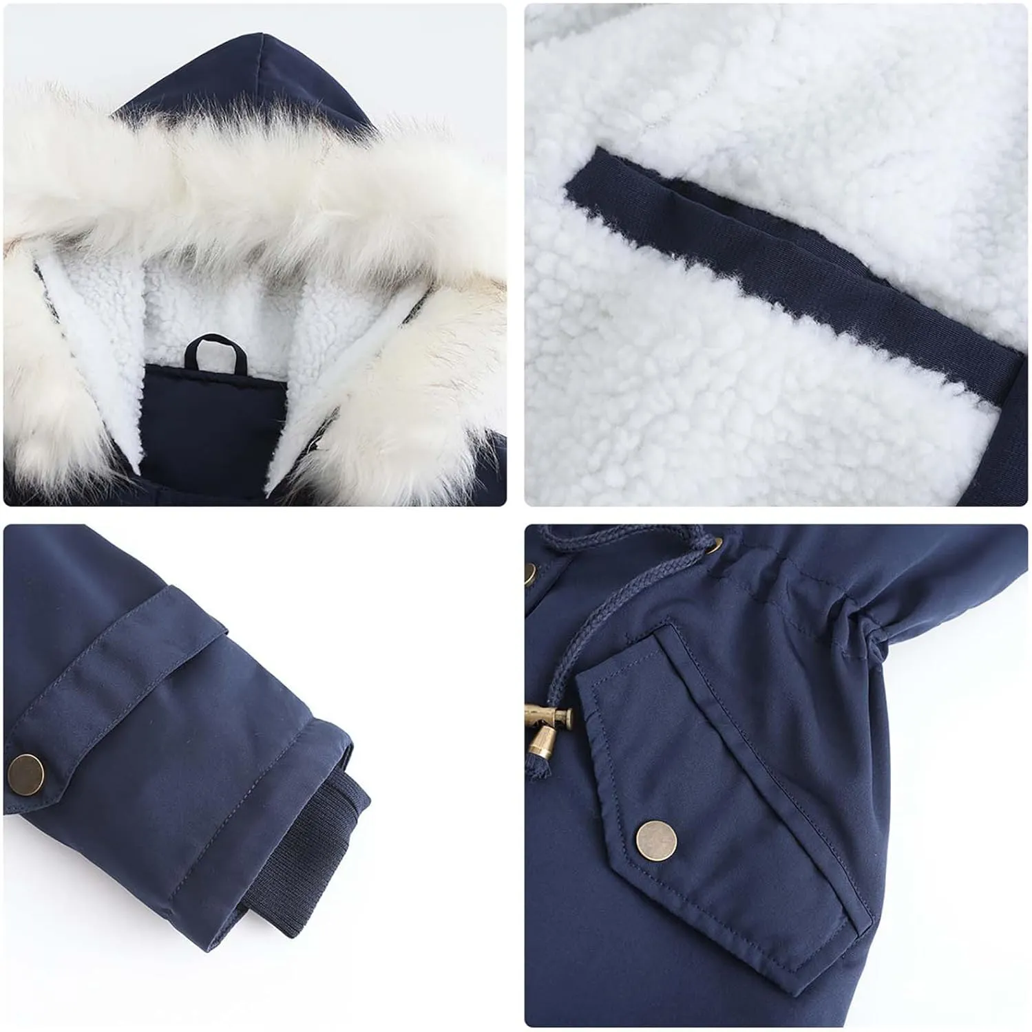 Womens Winter Warm Coat Thicken Puffer Jacket Fuzzy Fleece Lined Parka Oversized Sherpa Outwear With Pockets