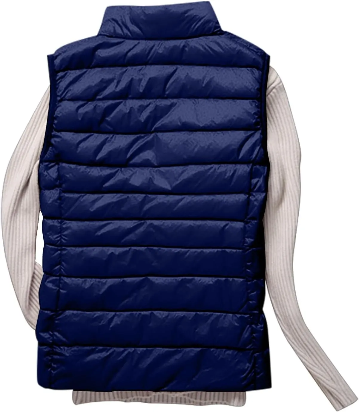 Womens Zip Up Warm Puffer Jacket Vest Oversized Lightweight Y2k Sleeveless Outerwear Plus Size Fall Fashion 2024