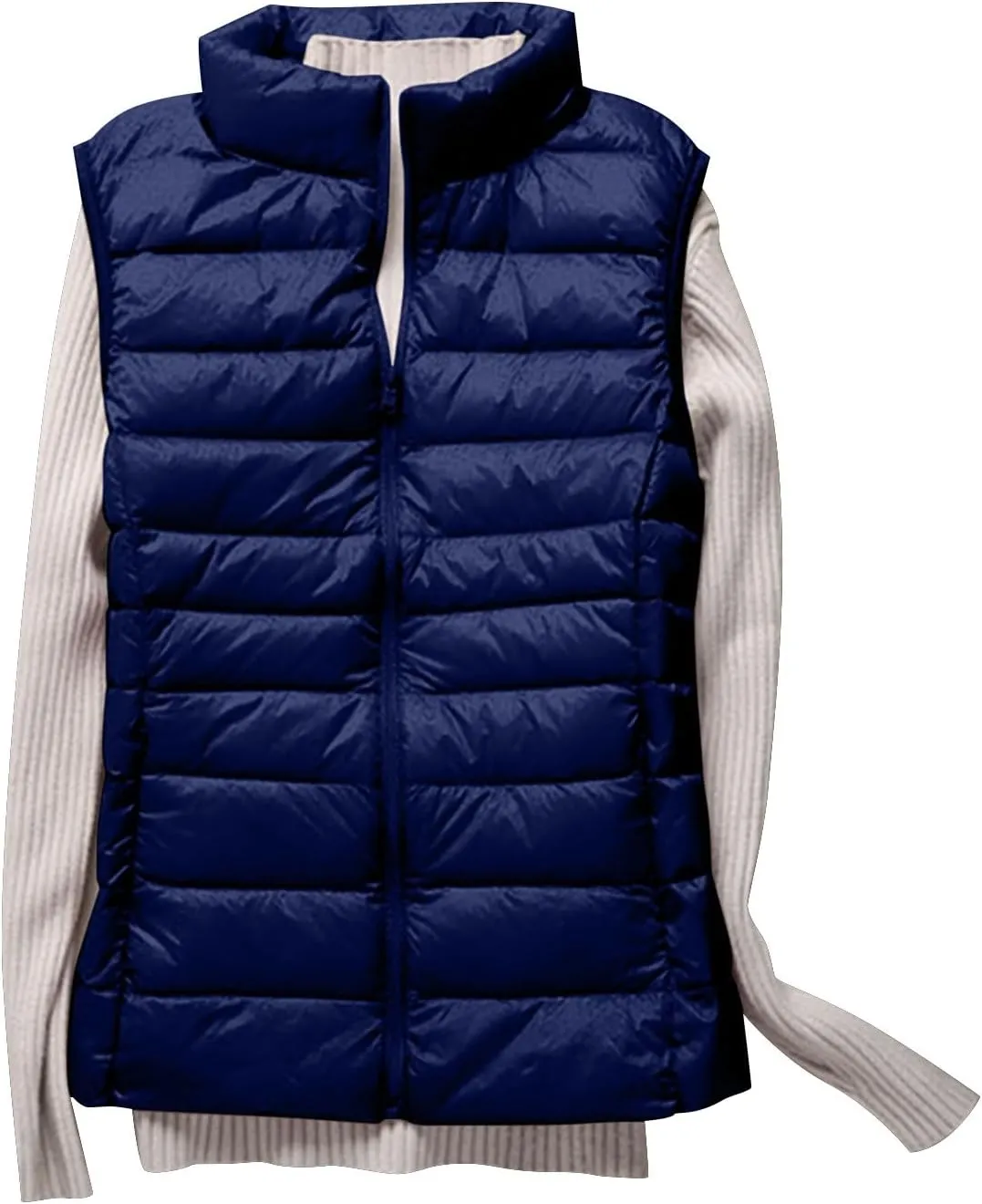Womens Zip Up Warm Puffer Jacket Vest Oversized Lightweight Y2k Sleeveless Outerwear Plus Size Fall Fashion 2024