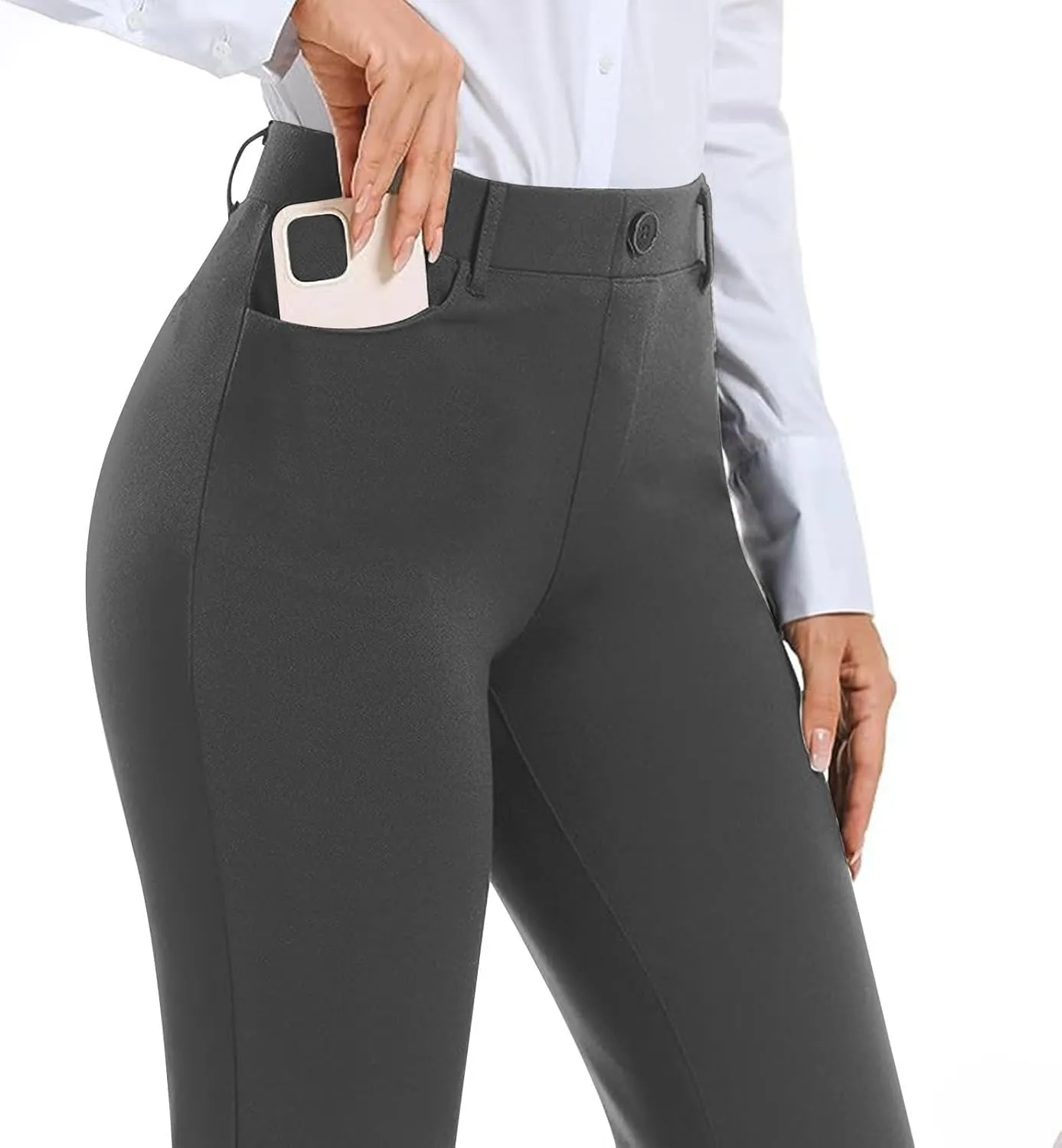 Work Pants Women Business Casual Dress Pants Trousers Bootcut Pants with Pockets Ladies High Waisted Office Pants