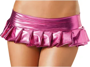 WUAI Womens Leather Wet Look Mini Skirt Shiny Metallic Liquid Pleated Party Bodycon Mini Skirt Dress Clubwear