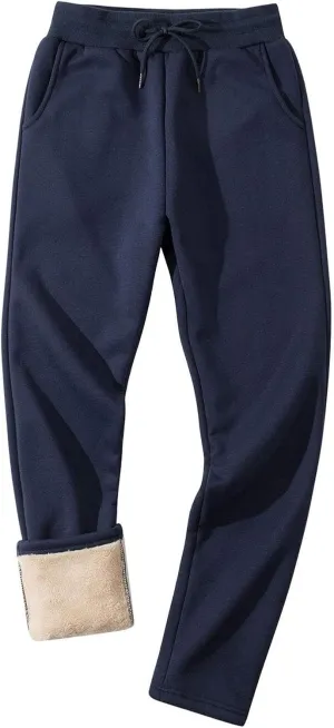 Xiaojmake Mens Fleece Pants Winter Warm Sherpa Lined Athletic Jogger Home Pants with Pockets Heavyweight Thermal Lounge Pant