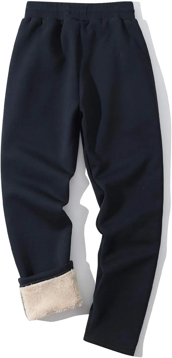 Xiaojmake Mens Fleece Pants Winter Warm Sherpa Lined Athletic Jogger Home Pants with Pockets Heavyweight Thermal Lounge Pant