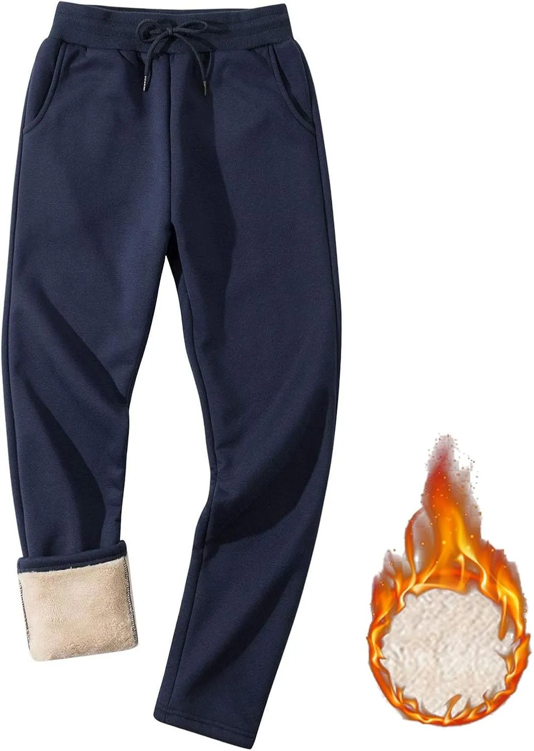 Xiaojmake Mens Fleece Pants Winter Warm Sherpa Lined Athletic Jogger Home Pants with Pockets Heavyweight Thermal Lounge Pant