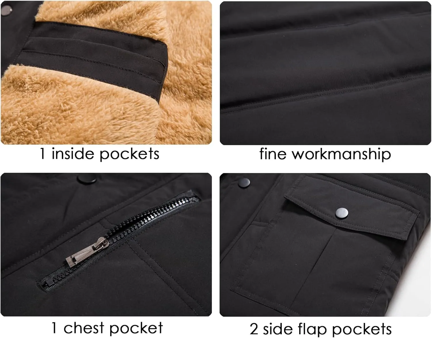 XinYangNi Mens Winter Vests Outerwear Fleece Lined Puffer Vest Warm Casual Quilted Vest Bubble Sherpa Vest Jacket