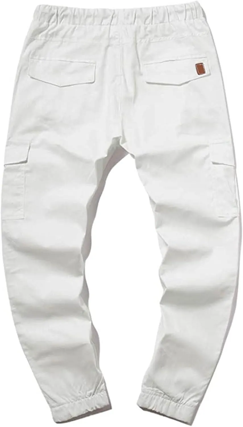 XUNRYAN Cargo Pants Men with Multi Pockets Casual Sweatpants Drawstring Joggers Outdoor Hiking Fishing Pants Activewear