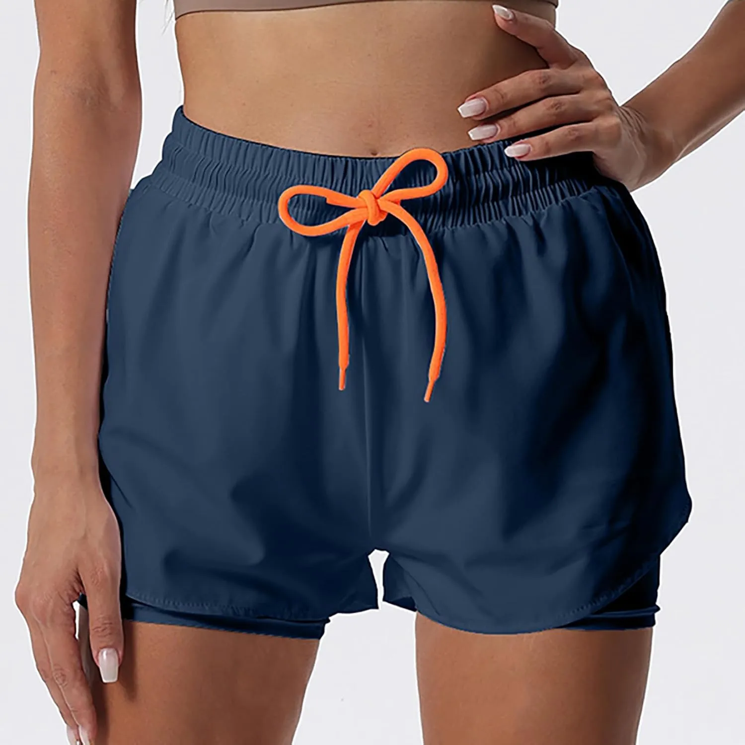 YOAKUKA Women's 2 in 1 Workout Shorts Gym Workout Yoga Running Biker Tennis Skirts Clothes Summer