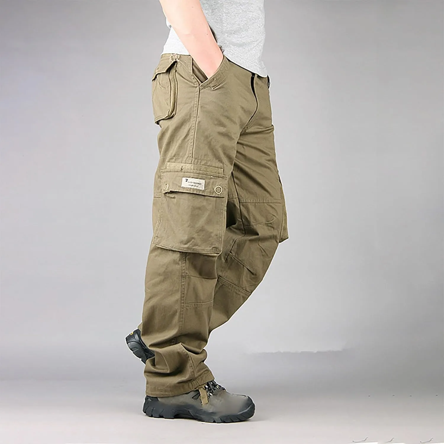Zeiyignr Men's Hiking Tactical Pants, Outdoor Ripstop Cargo Pants, Multi-Pocket Work Pants, Lightweight Baggy Casual Pants