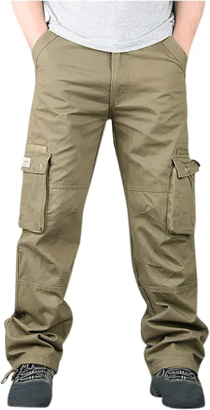 Zeiyignr Men's Hiking Tactical Pants, Outdoor Ripstop Cargo Pants, Multi-Pocket Work Pants, Lightweight Baggy Casual Pants