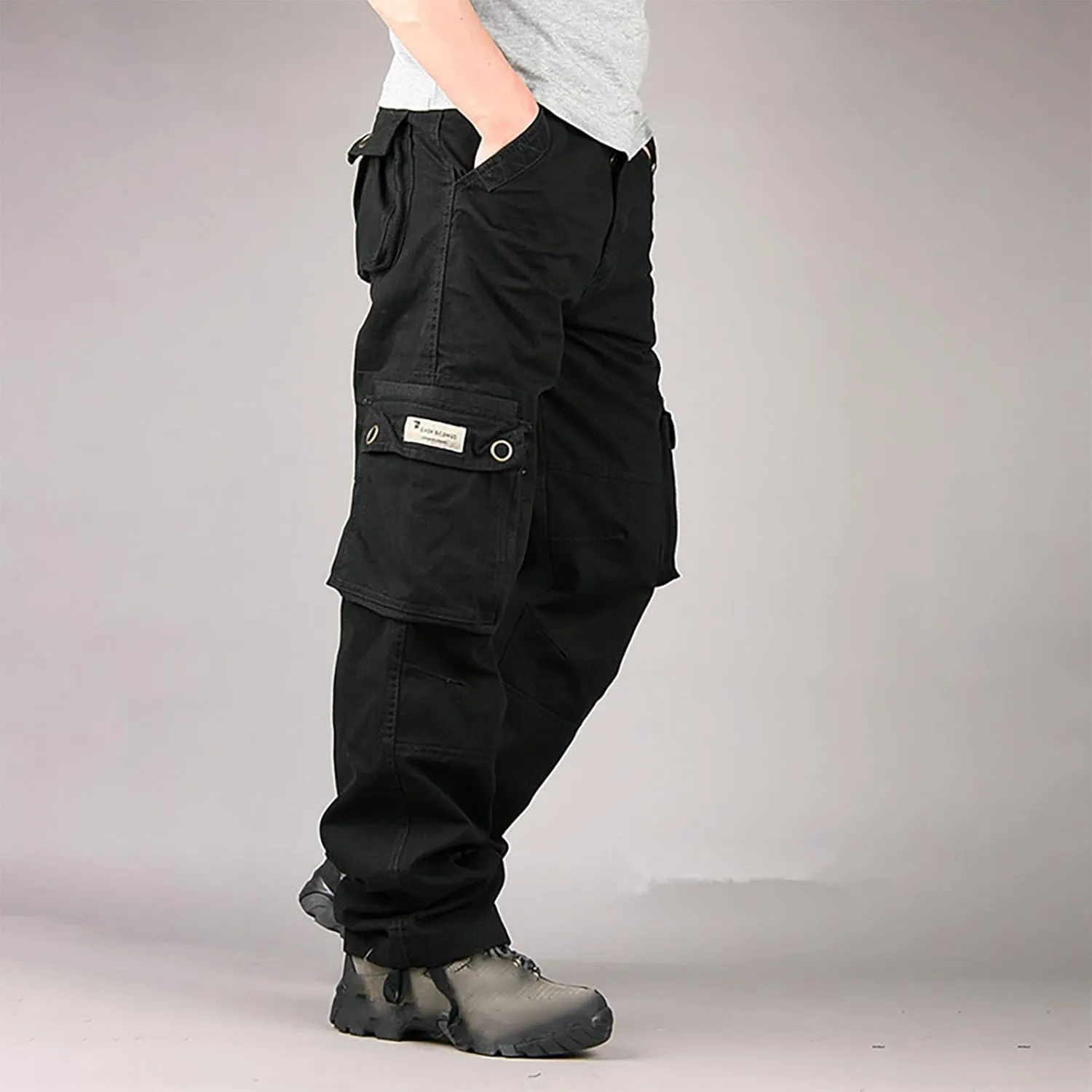 Zeiyignr Men's Hiking Tactical Pants, Outdoor Ripstop Cargo Pants, Multi-Pocket Work Pants, Lightweight Baggy Casual Pants