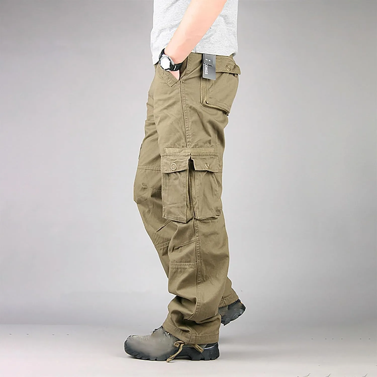 Zeiyignr Men's Hiking Tactical Pants, Outdoor Ripstop Cargo Pants, Multi-Pocket Work Pants, Lightweight Baggy Casual Pants