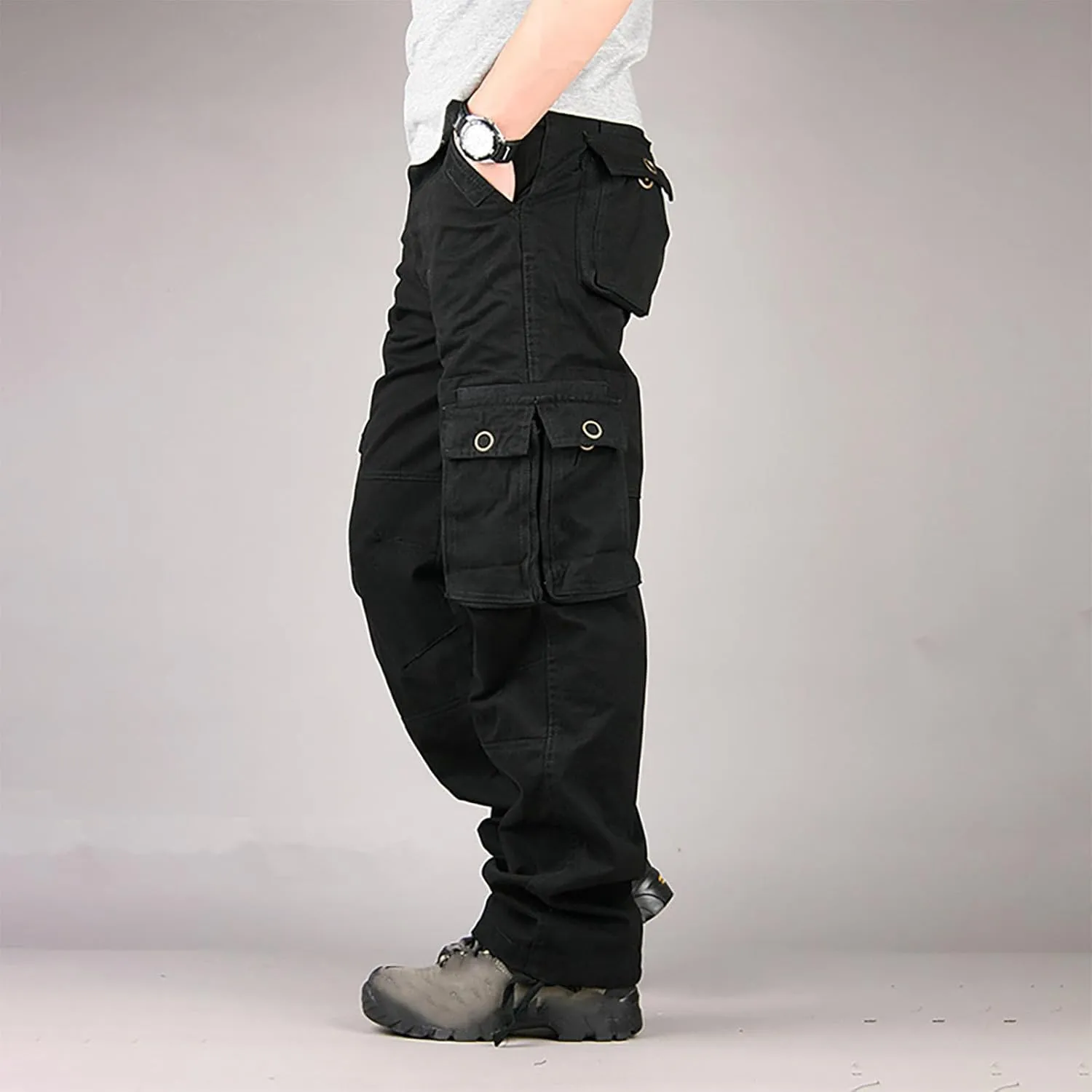 Zeiyignr Men's Hiking Tactical Pants, Outdoor Ripstop Cargo Pants, Multi-Pocket Work Pants, Lightweight Baggy Casual Pants