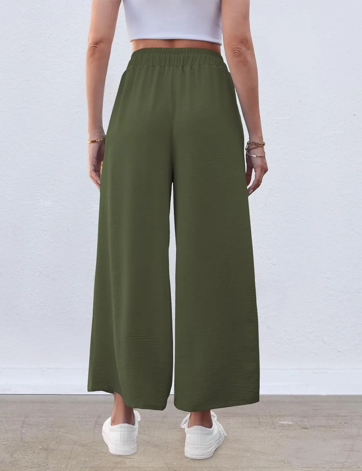 ZJCT Wide Leg Palazzo Pants for Women Summer Beach Pants Flowy Loose Casual Lounge Pajama Yoga Pants with Pockets