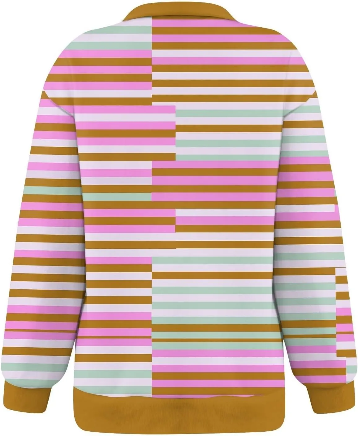 ZYXTIM Women's Fashion Striped Sweatshirts Quarter Zip Long Sleeve Pullover Tops Casual Sweaters Teen Girls Fall Y2K Clothes